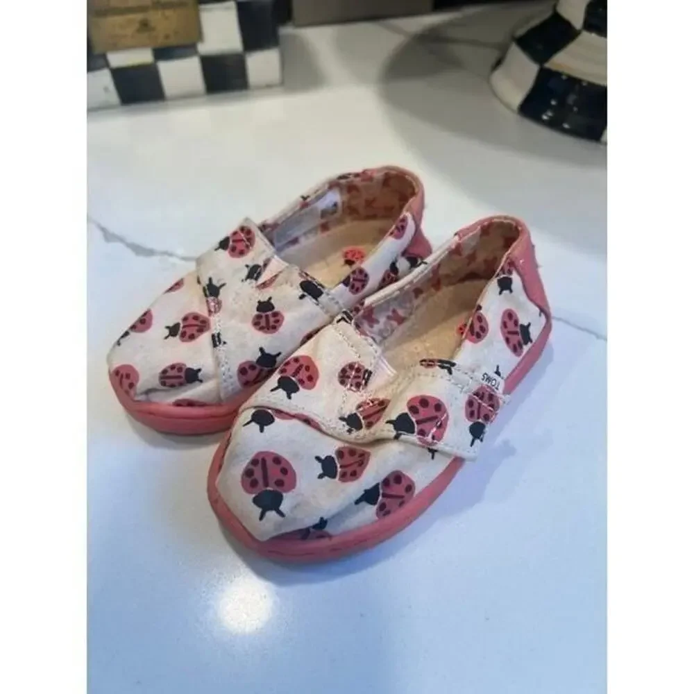 Toms Shoe lady bug print alpargata‎ toddler size 6
